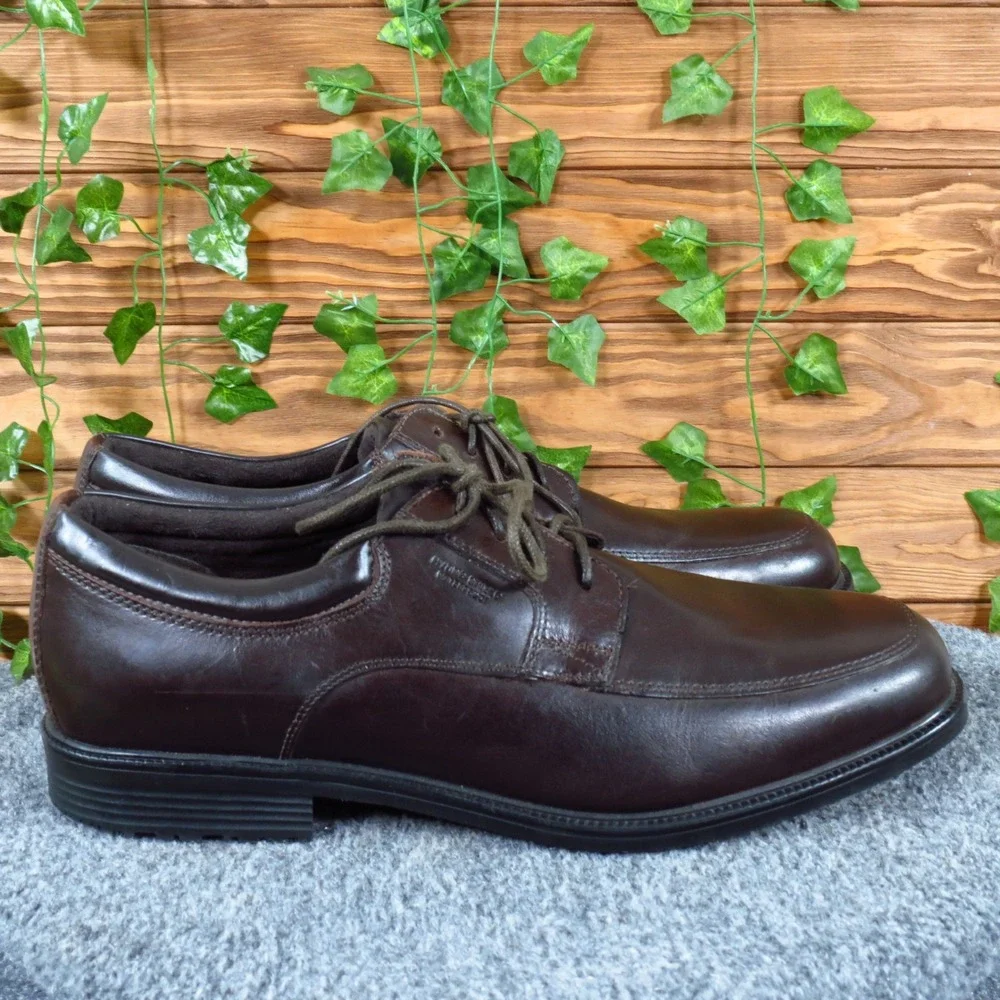 Rockport Hydro-Shield Waterproof Leather Oxfords Men 11.5 Brown V74294 Excellent